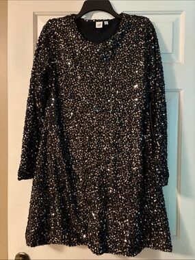 GAP Black Sequined Shift Dress